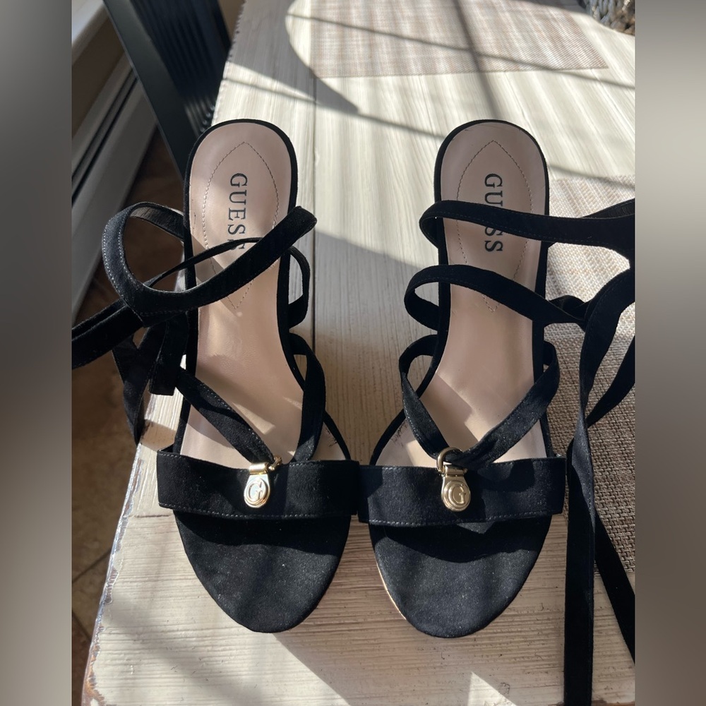 GUESS Black Lace Up Women's Sandals